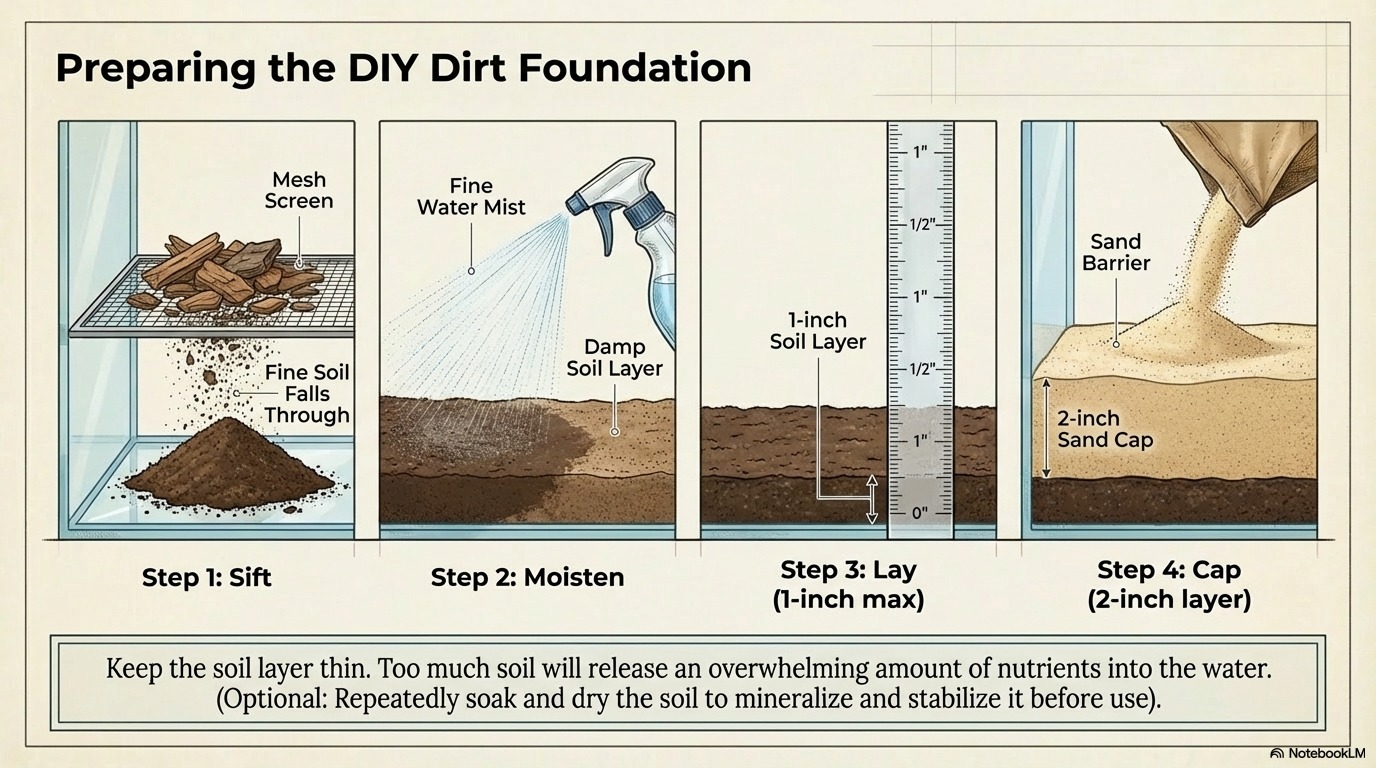 Preparing potting soil for aquarium substrate
