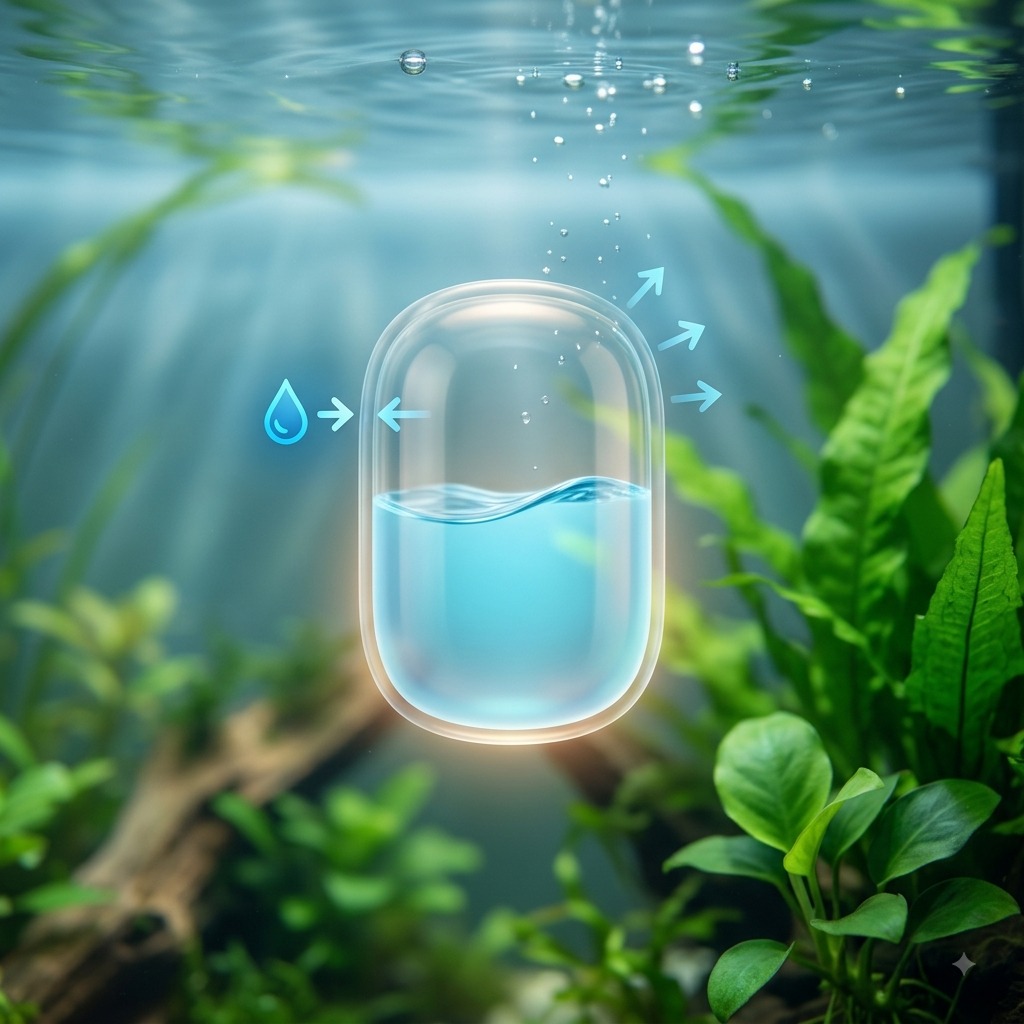 Aquarium illustration showing KH as a buffering reserve that absorbs acid
