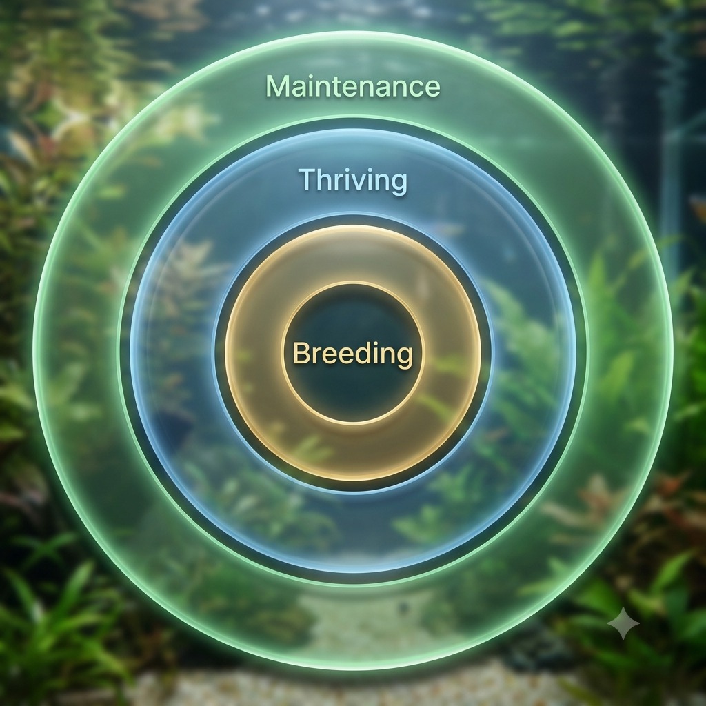 Concentric circles showing maintenance, thriving, and breeding needs