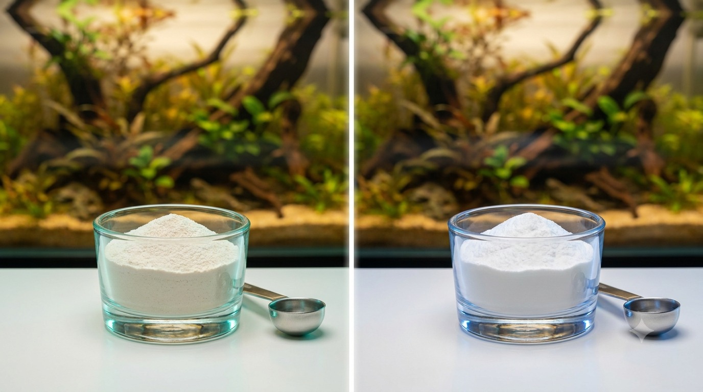 Two separate mineral powders representing independent GH and KH adjustments