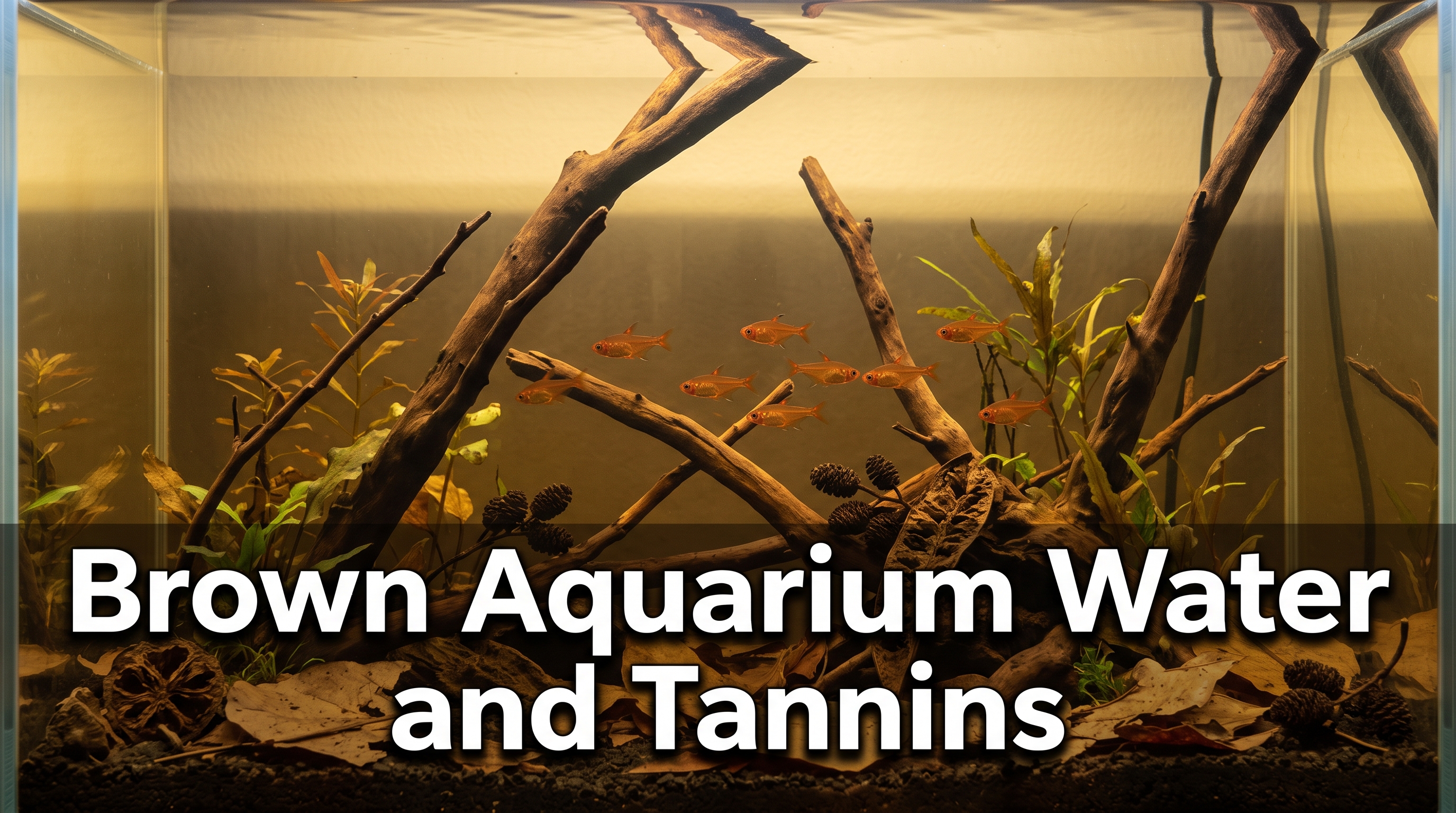 Brown aquarium water colored by tannins