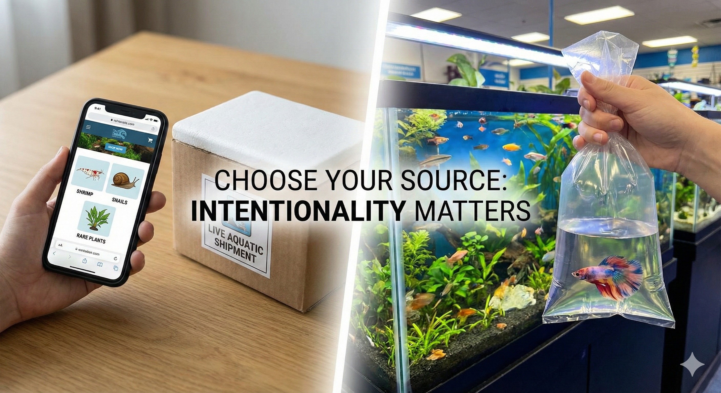 Choosing between online and in-store aquarium livestock sources