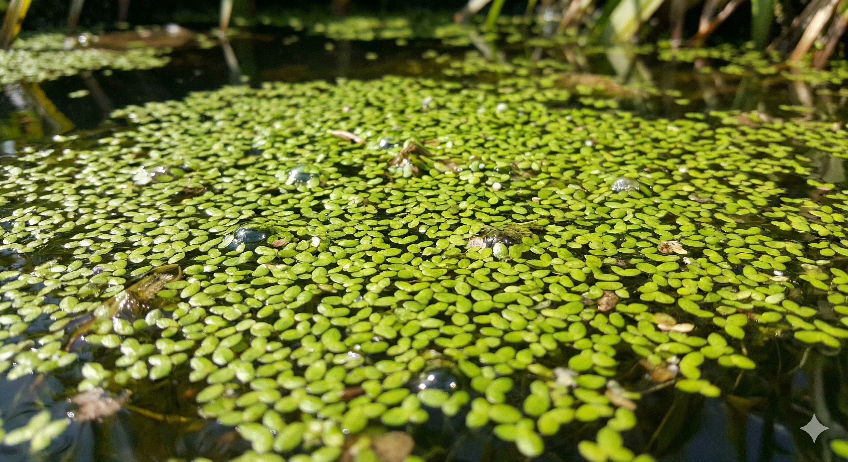 Duckweed floating plants acting as a nitrate sponge
