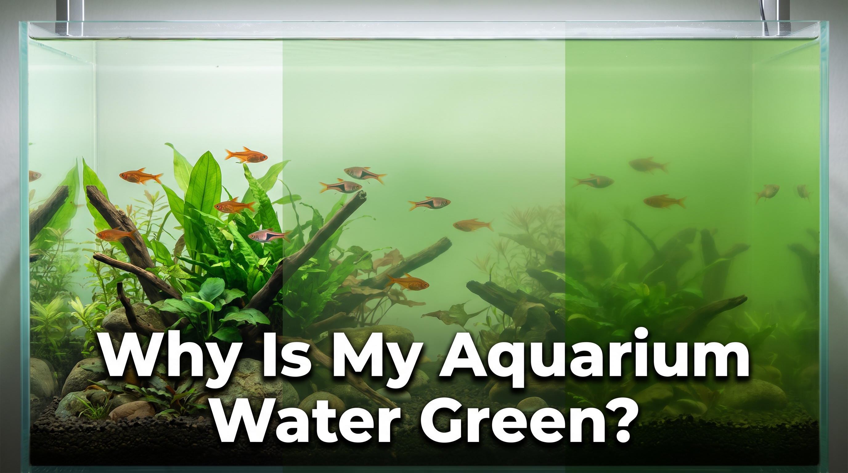 Green aquarium water caused by suspended algae